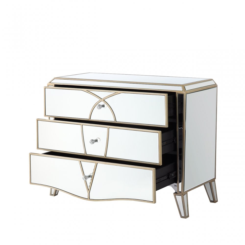 Pristina 3 Drawer Mirror Chest Champagne