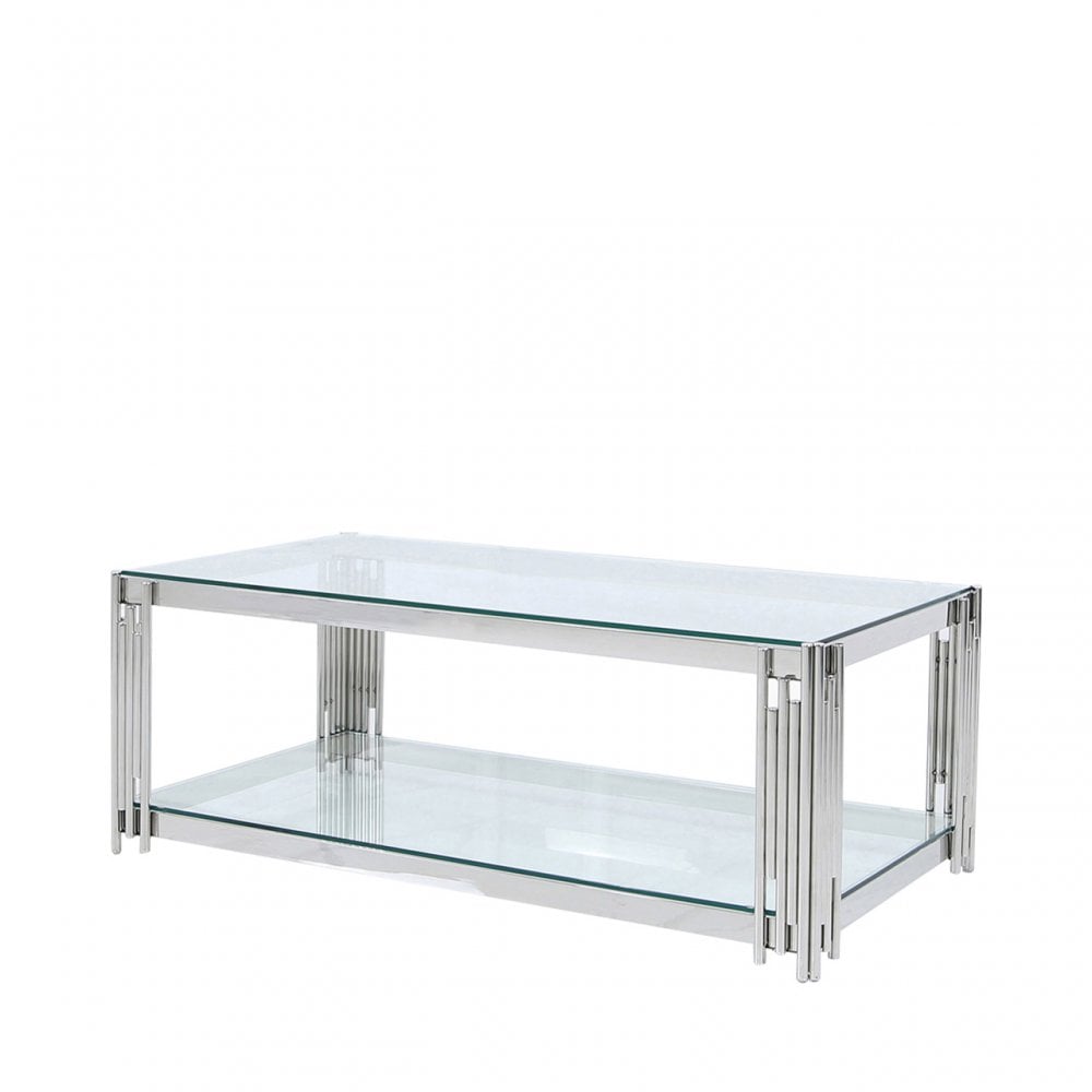Cohen Steel Tubes &amp; Clear Glass Coffee Table