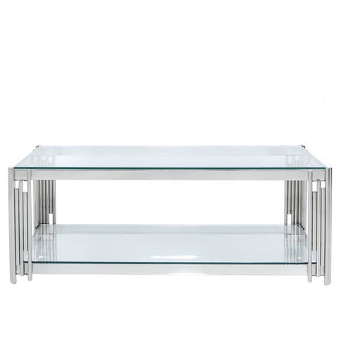 Cohen Steel Tubes &amp; Clear Glass Coffee Table