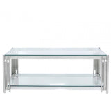Cohen Steel Tubes &amp; Clear Glass Coffee Table