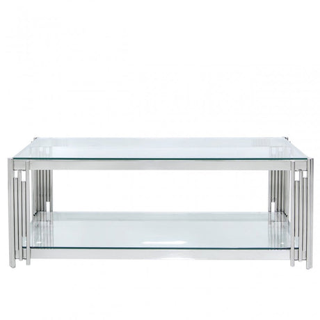 Cohen Steel Tubes &amp; Clear Glass Coffee Table