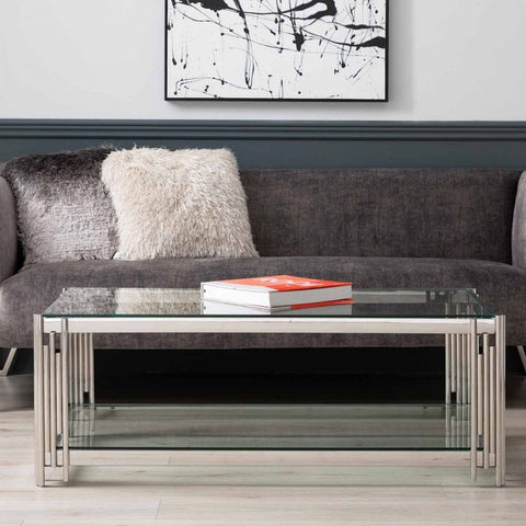 Cohen Steel Tubes &amp; Clear Glass Coffee Table