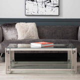 Cohen Steel Tubes &amp; Clear Glass Coffee Table