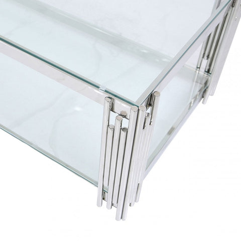 Cohen Steel Tubes &amp; Clear Glass Coffee Table
