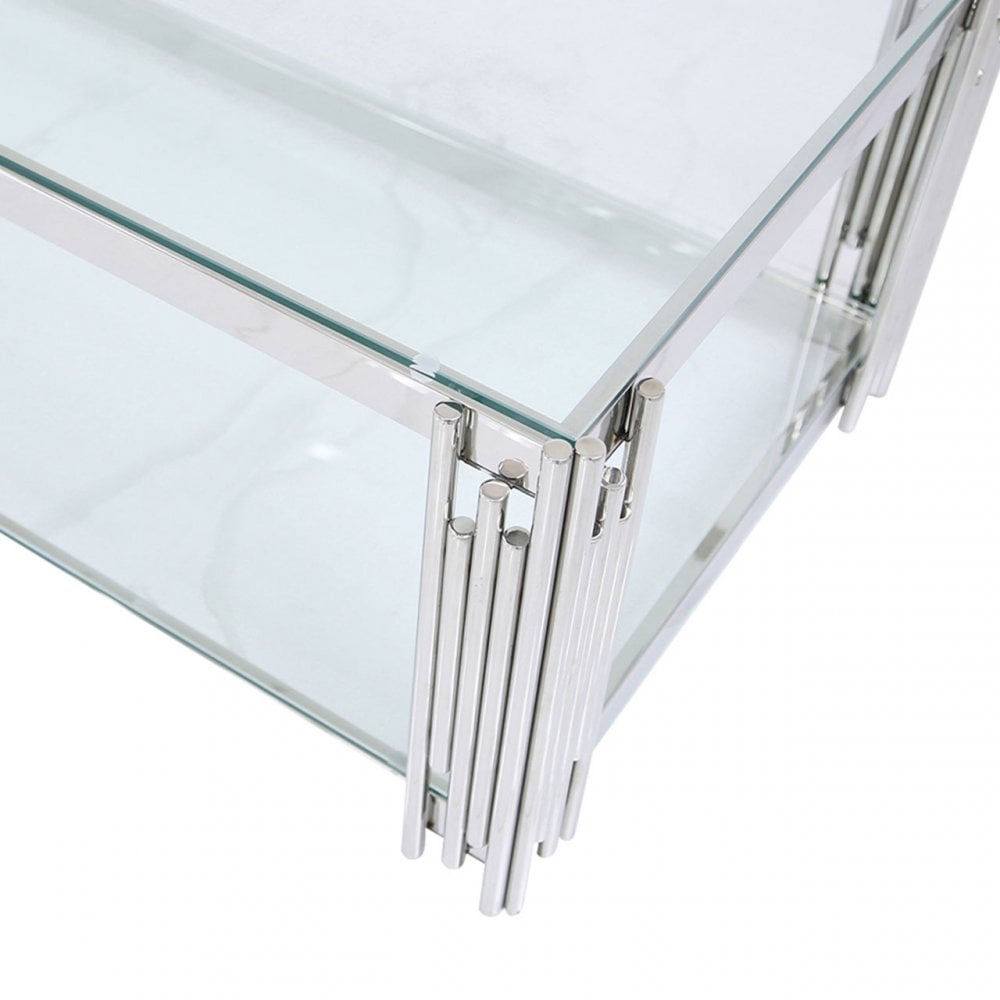 Cohen Steel Tubes &amp; Clear Glass Coffee Table