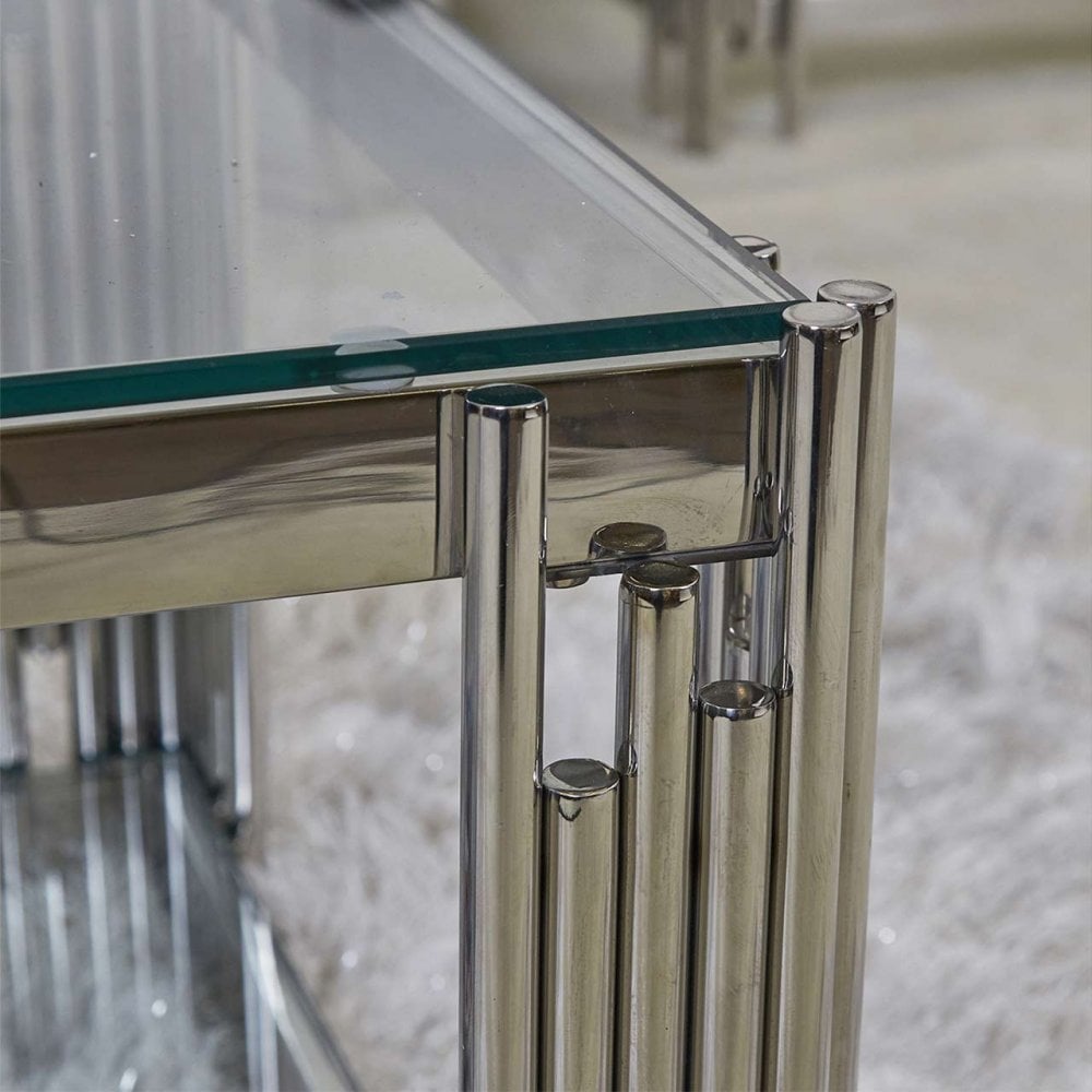 Cohen Steel Tubes &amp; Clear Glass Coffee Table