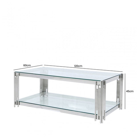 Cohen Steel Tubes &amp; Clear Glass Coffee Table