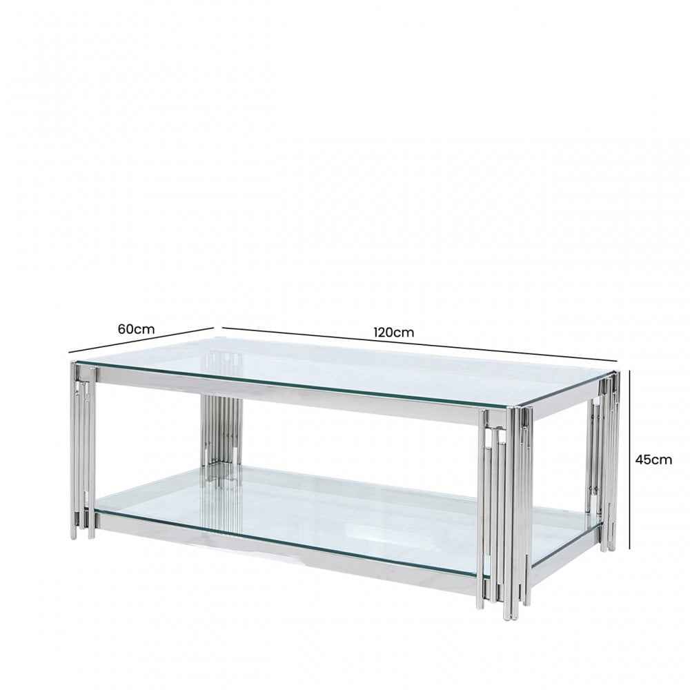 Cohen Steel Tubes &amp; Clear Glass Coffee Table