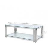 Cohen Steel Tubes &amp; Clear Glass Coffee Table