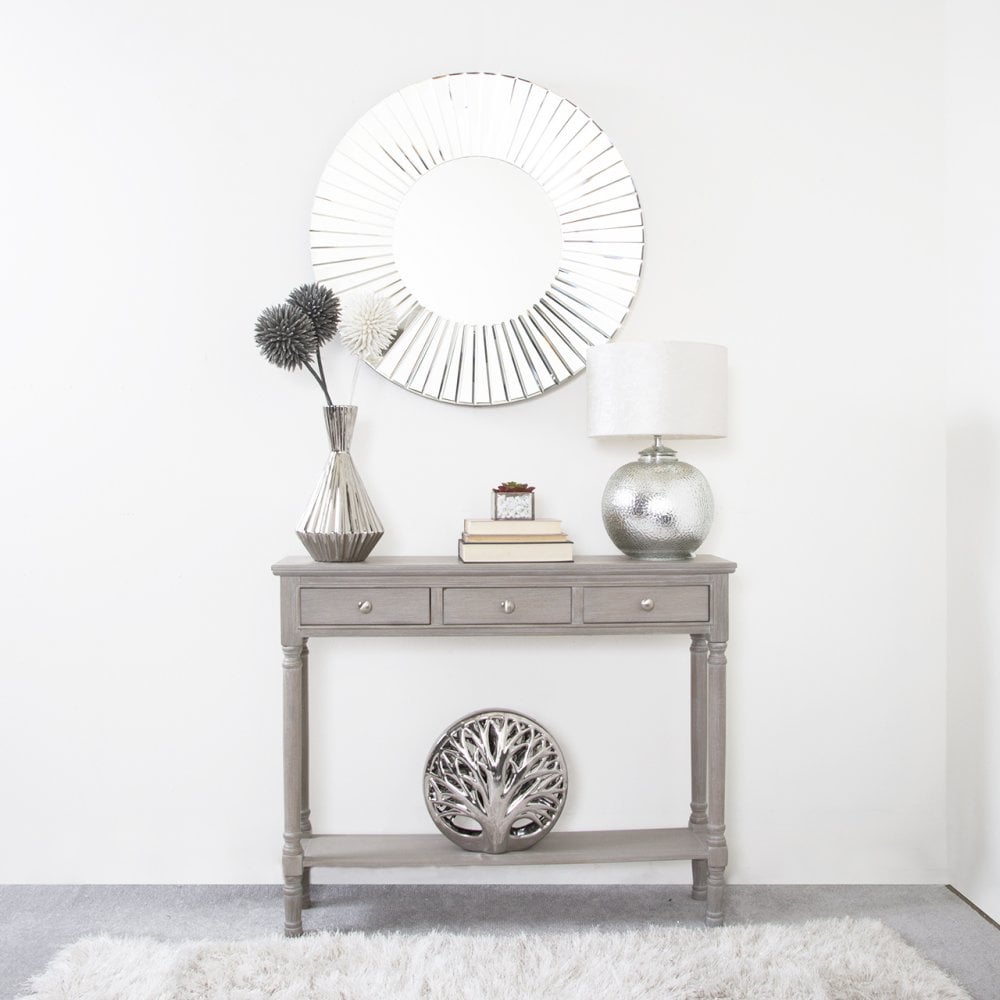 Delta Medium 3 Drawer Console Table Taupe - Ball Handle
