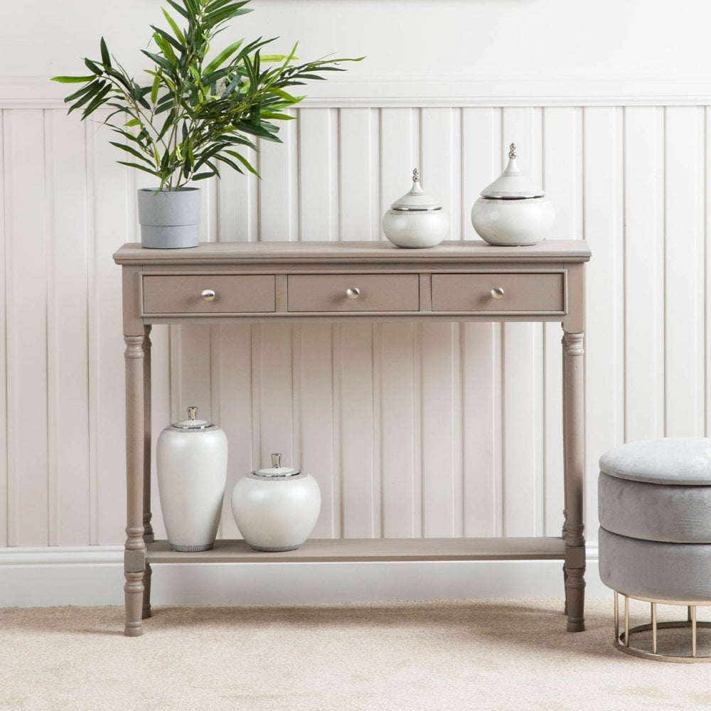 Delta Medium 3 Drawer Console Table Taupe - Ball Handle