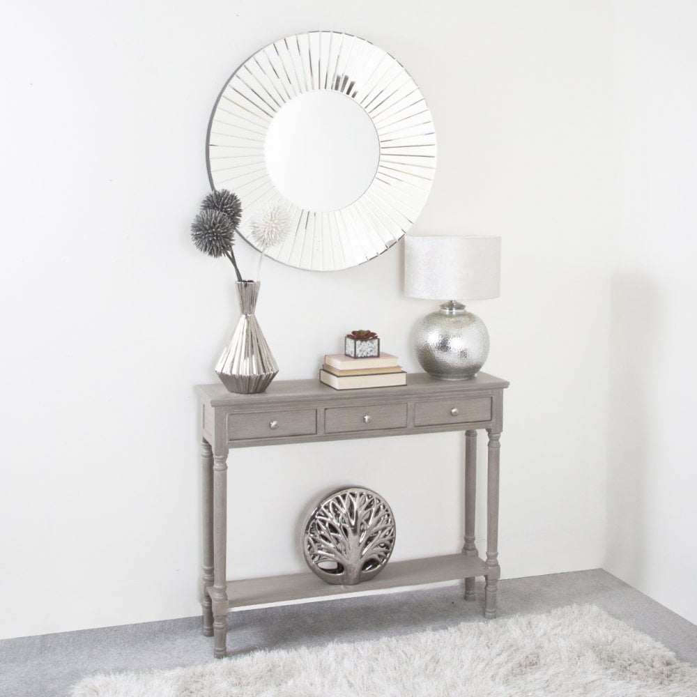 Delta Medium 3 Drawer Console Table Taupe - Ball Handle