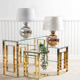 Apex Gold Metal Console Table Clear Glass Top