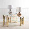 Apex Gold Metal Console Table Clear Glass Top