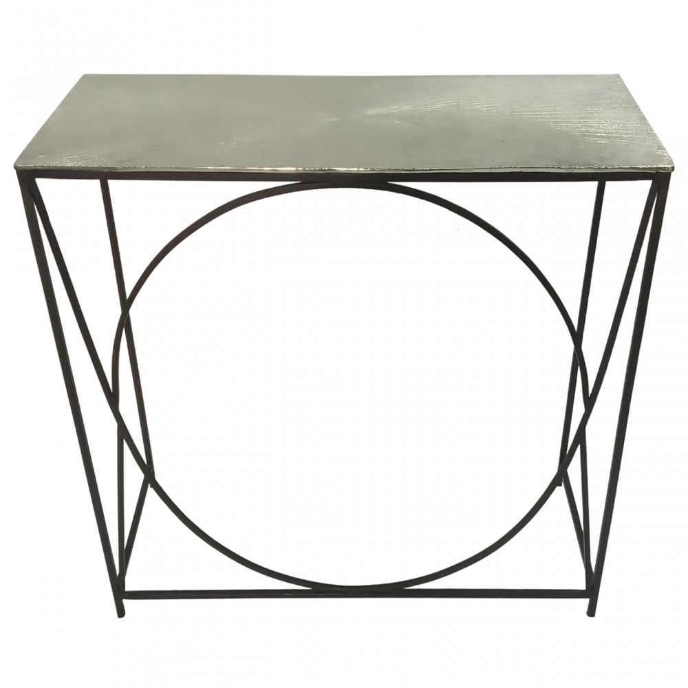 Ekanshi Console Table Black Black With Nickel Top