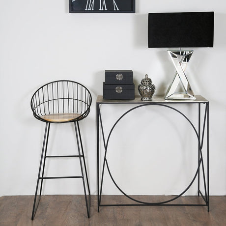 Ekanshi Console Table Black Black With Nickel Top