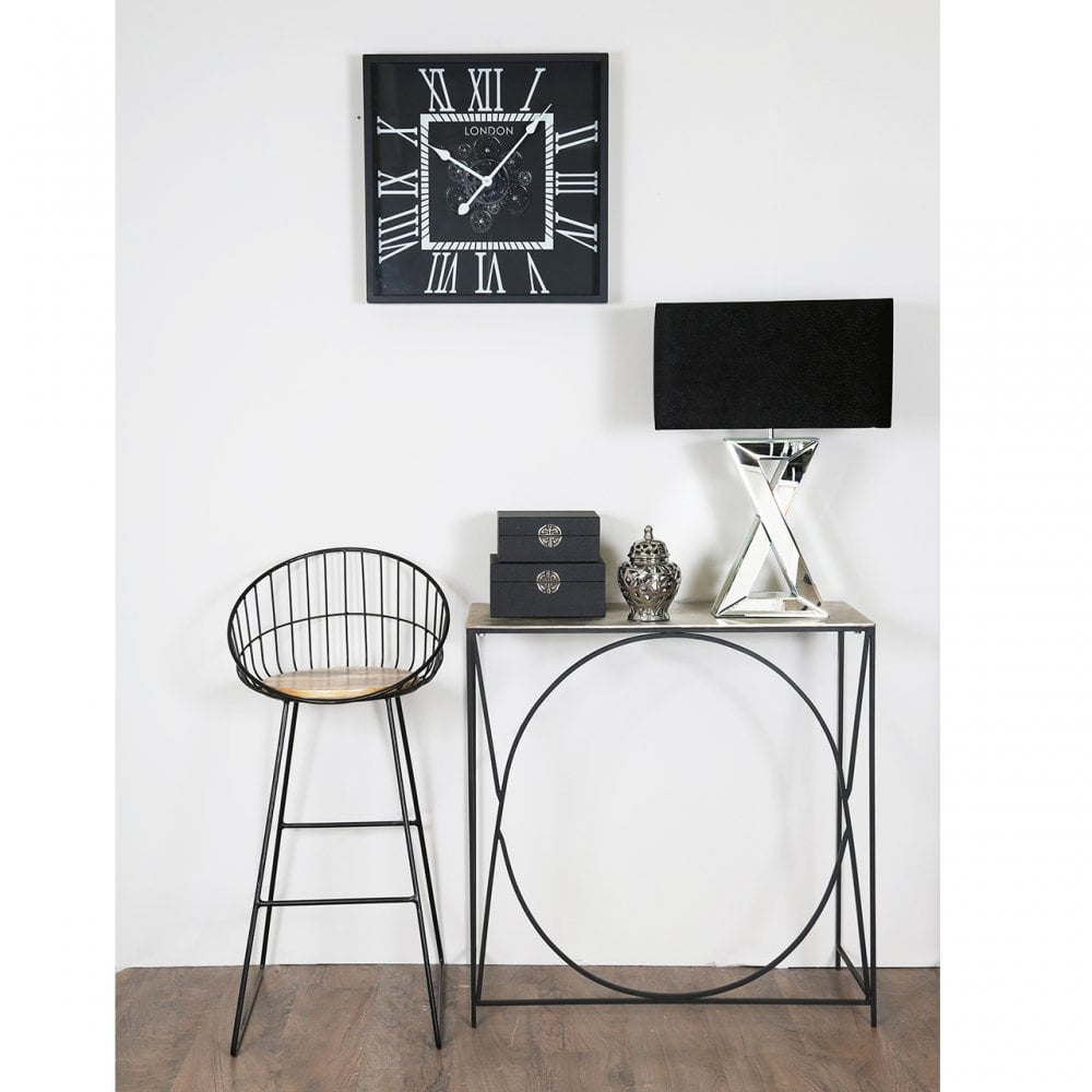 Ekanshi Console Table Black Black With Nickel Top