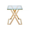Axel Gold Metal End Table with Clear Glass-2 Parts