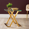 Axel Gold Metal End Table with Clear Glass-2 Parts