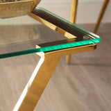 Axel Gold Metal End Table with Clear Glass-2 Parts