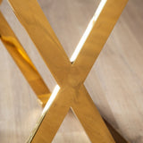 Axel Gold Metal End Table with Clear Glass-2 Parts