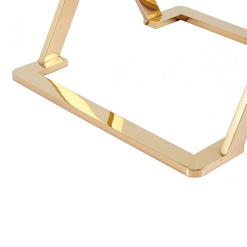 Axel Gold Metal End Table with Clear Glass-2 Parts