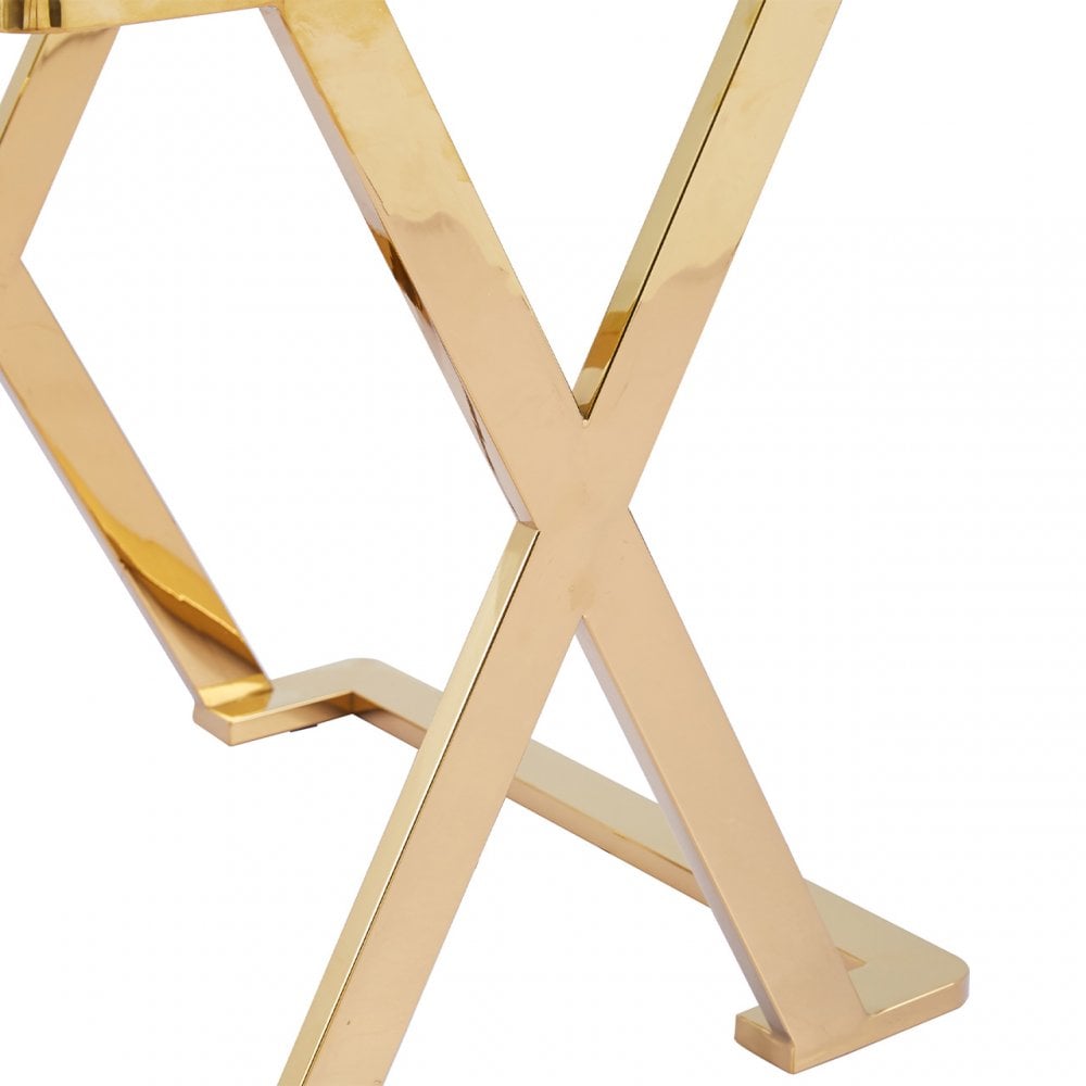 Axel Gold Metal End Table with Clear Glass-2 Parts