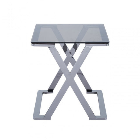 Axel Grey Gunmetal End Table with Smoke Glass- 2 Parts
