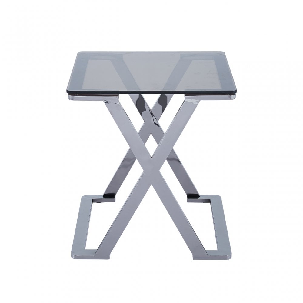 Axel Grey Gunmetal End Table with Smoke Glass- 2 Parts