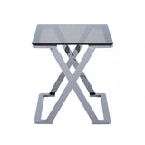 Axel Grey Gunmetal End Table with Smoke Glass- 2 Parts