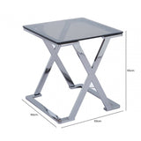 Axel Grey Gunmetal End Table with Smoke Glass- 2 Parts