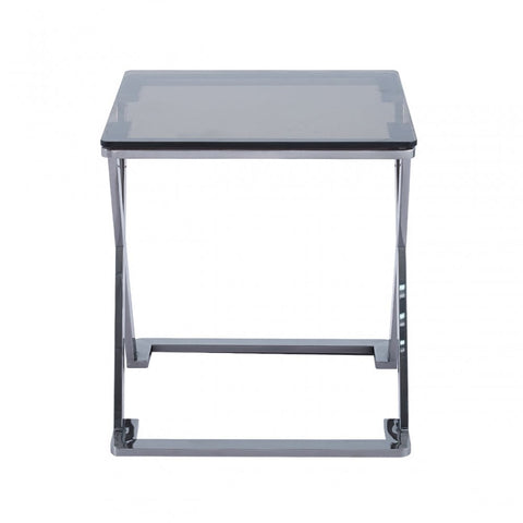 Axel Grey Gunmetal End Table with Smoke Glass- 2 Parts