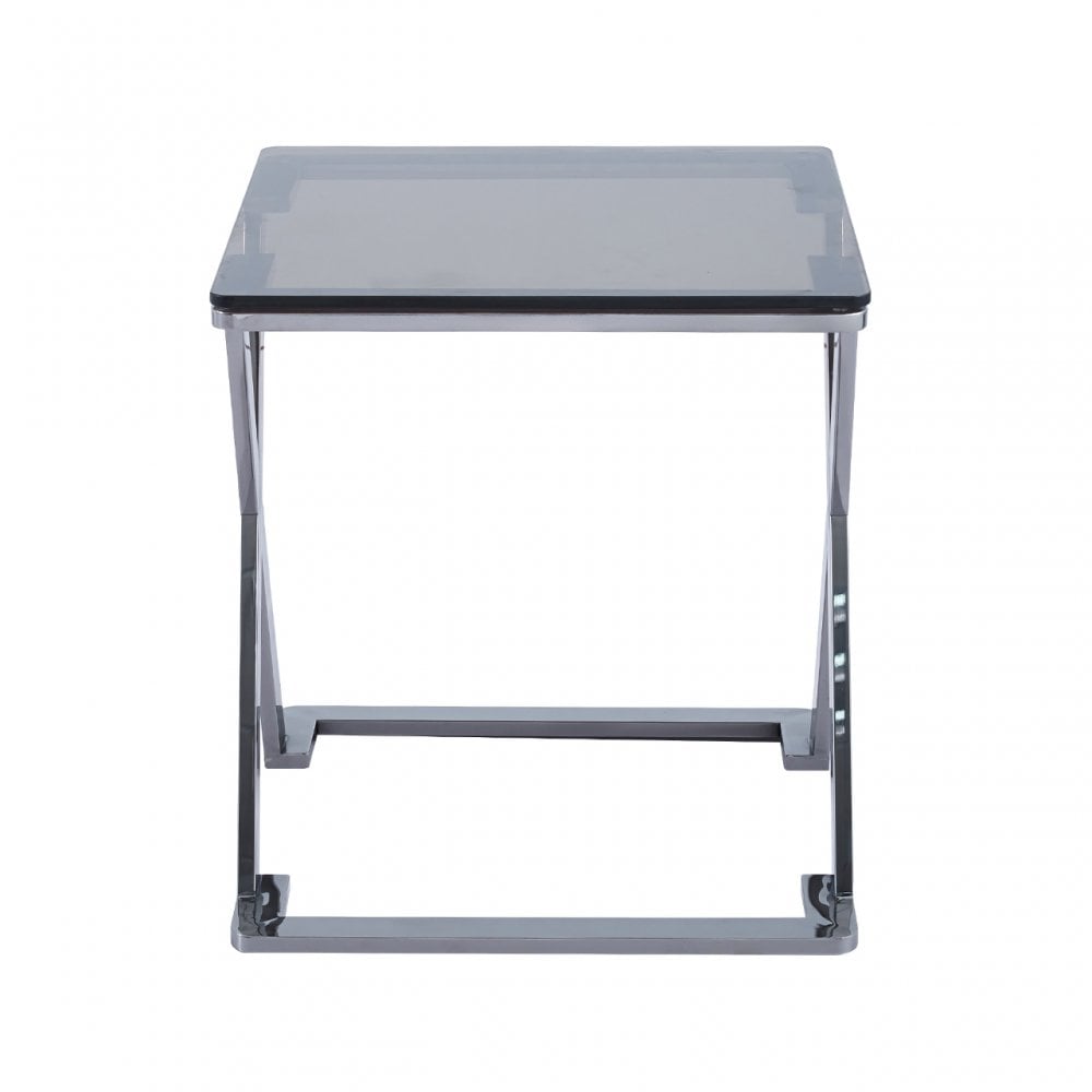 Axel Grey Gunmetal End Table with Smoke Glass- 2 Parts