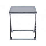 Axel Grey Gunmetal End Table with Smoke Glass- 2 Parts