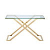 Axel Gold Metal Console Table with Clear Glass- 2 Parts