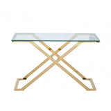 Axel Gold Metal Console Table with Clear Glass- 2 Parts