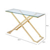 Axel Gold Metal Console Table with Clear Glass- 2 Parts