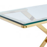 Axel Gold Metal Console Table with Clear Glass- 2 Parts
