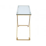 Axel Gold Metal Console Table with Clear Glass- 2 Parts