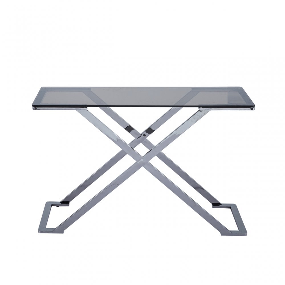 Axel Grey Gunmetal Console Table with Smoke Glass- 2 Parts