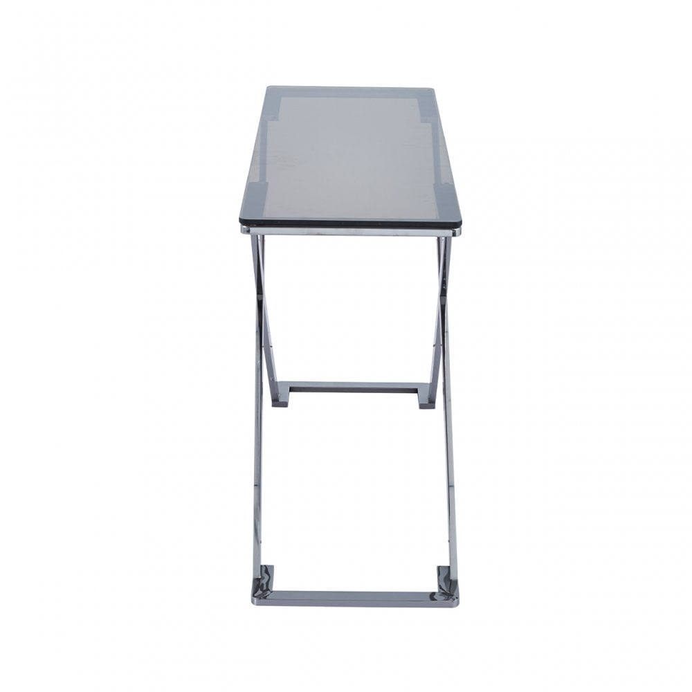 Axel Grey Gunmetal Console Table with Smoke Glass- 2 Parts