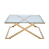 Axel Gold Metal Coffee Table with Clear Glass- 2 Parts