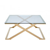 Axel Gold Metal Coffee Table with Clear Glass- 2 Parts
