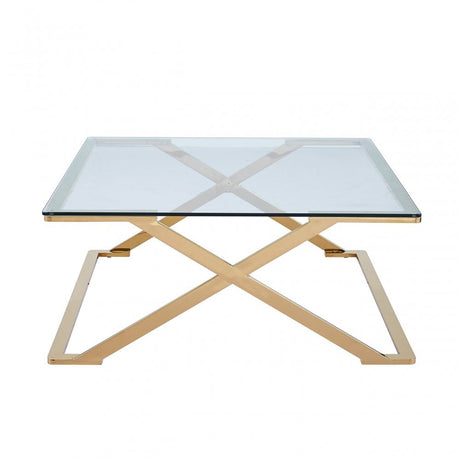 Axel Gold Metal Coffee Table with Clear Glass- 2 Parts