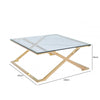 Axel Gold Metal Coffee Table with Clear Glass- 2 Parts