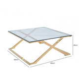 Axel Gold Metal Coffee Table with Clear Glass- 2 Parts