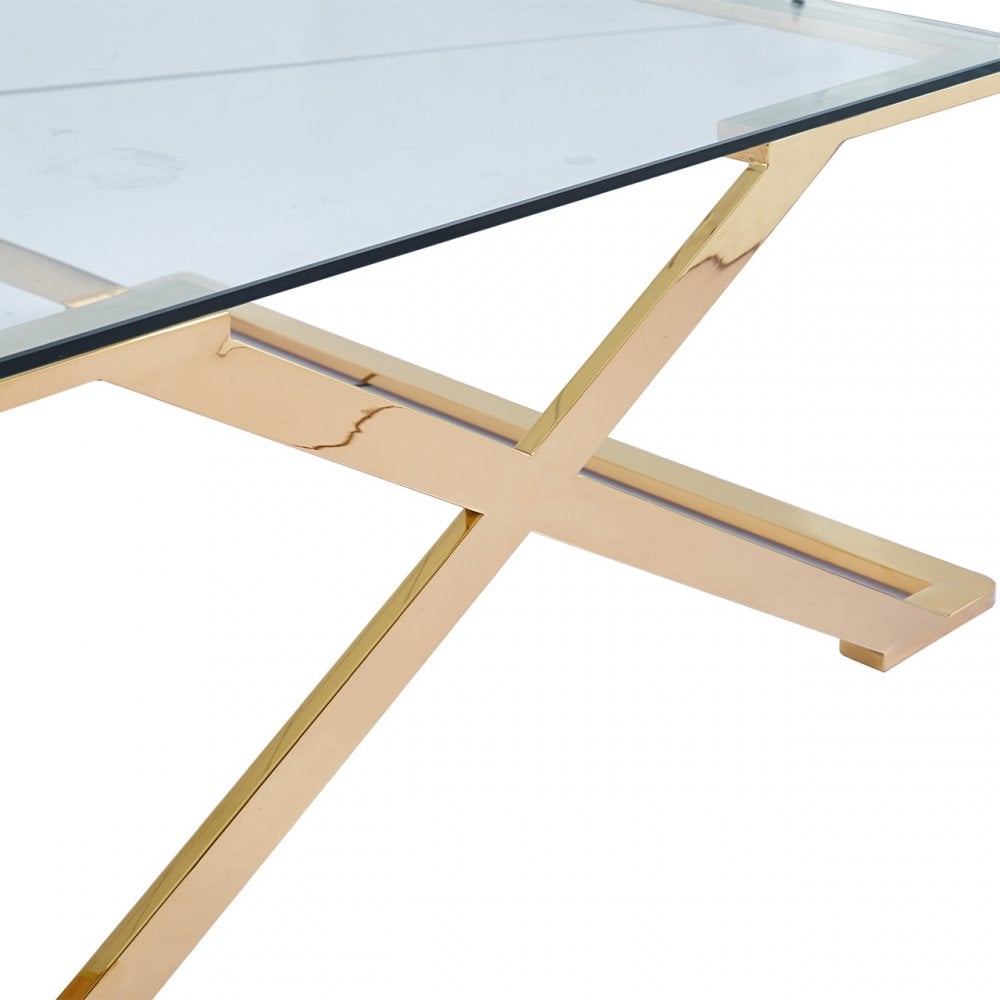 Axel Gold Metal Coffee Table with Clear Glass- 2 Parts