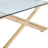 Axel Gold Metal Coffee Table with Clear Glass- 2 Parts