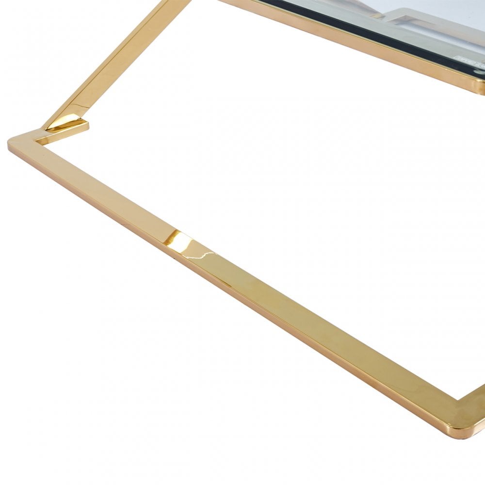 Axel Gold Metal Coffee Table with Clear Glass- 2 Parts