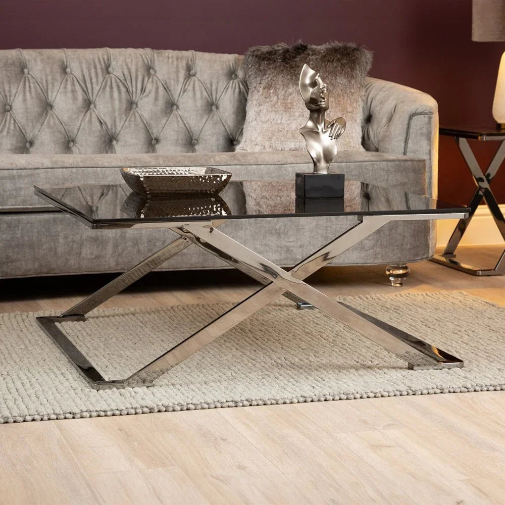 Axel Grey Gunmetal Coffee Table with Smoke Glass- 2 Parts